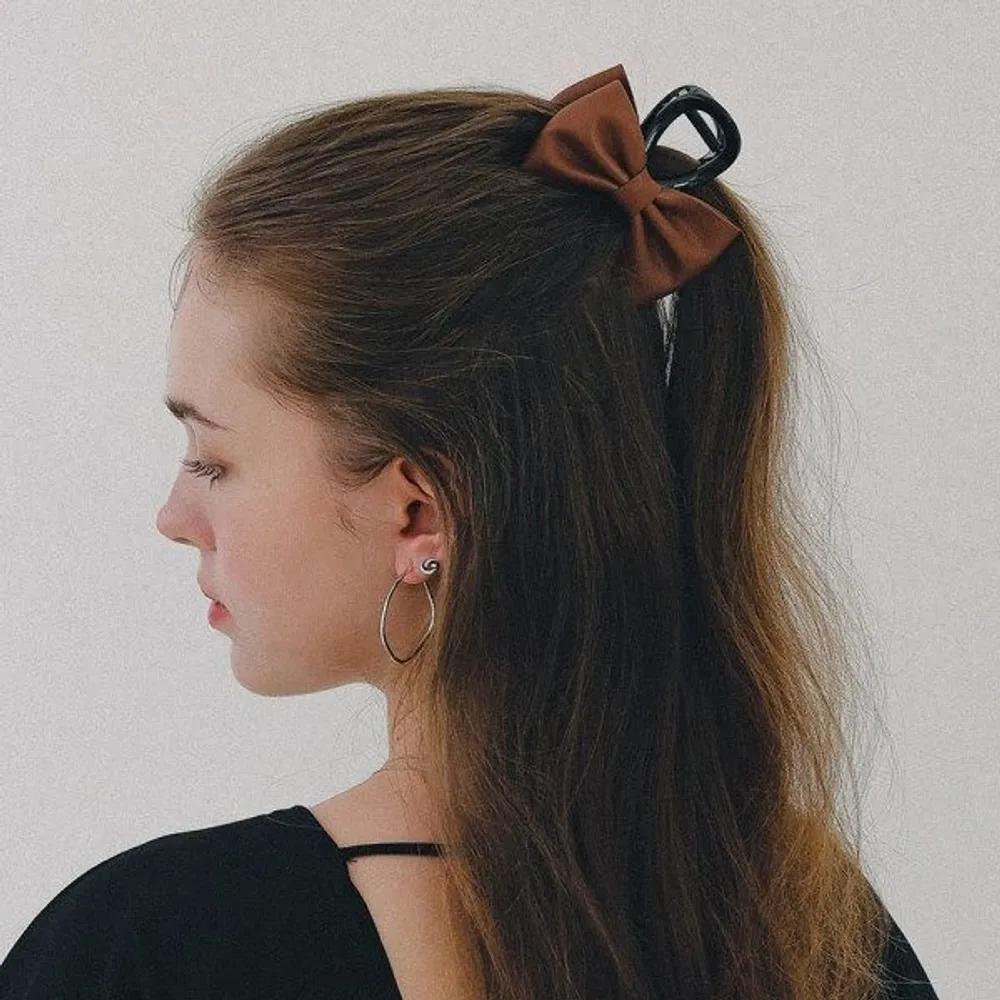 J Lauren Sleek Leather Mini Ribbon Hair Clip H01495-1 brown
