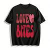 Retro Liebesherz LOVE BITES Aufdruck Lässiges Paar Rundhals-T-Shirt Reines Baumwoll-T-Shirt