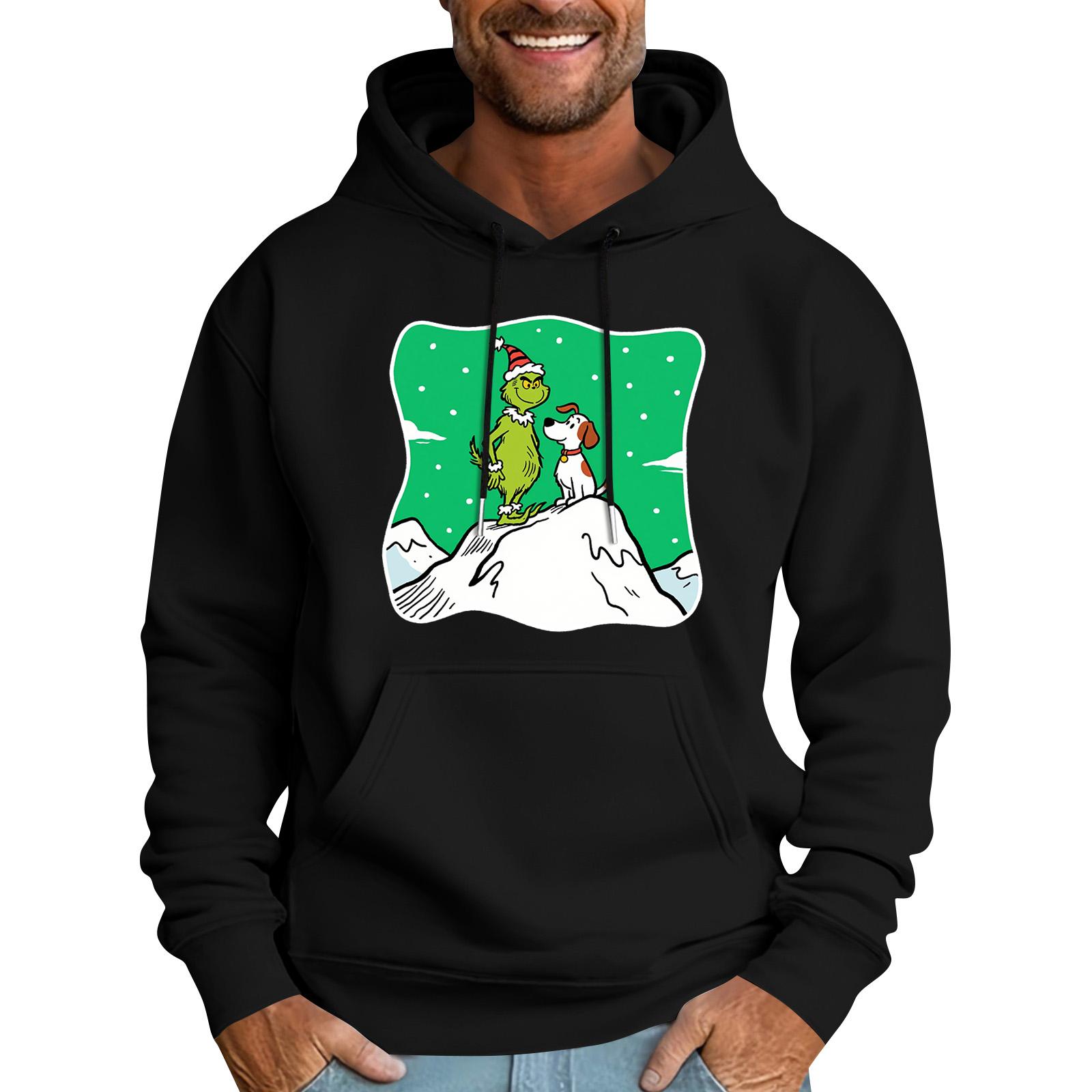 

Мужская повседневная спортивная толстовка с капюшоном и карманом, с рождественским принтом, с длинным рукавом M