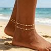Double Layer Anklet for Women Bohemian Style Adjustable Chain Beach Foot Jewelry Fashionable Layered Foot Bracelet