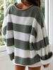 Retro Color Block Striped Sweater - Autumn/Winter Loose Round Neck Knit Pullover