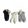 Solid Color Short Socks Women Japanese Fashion Black White Gray Low Cut Ankle Socks Lolita Sweet Girls Cute Lace Ruffle Socks