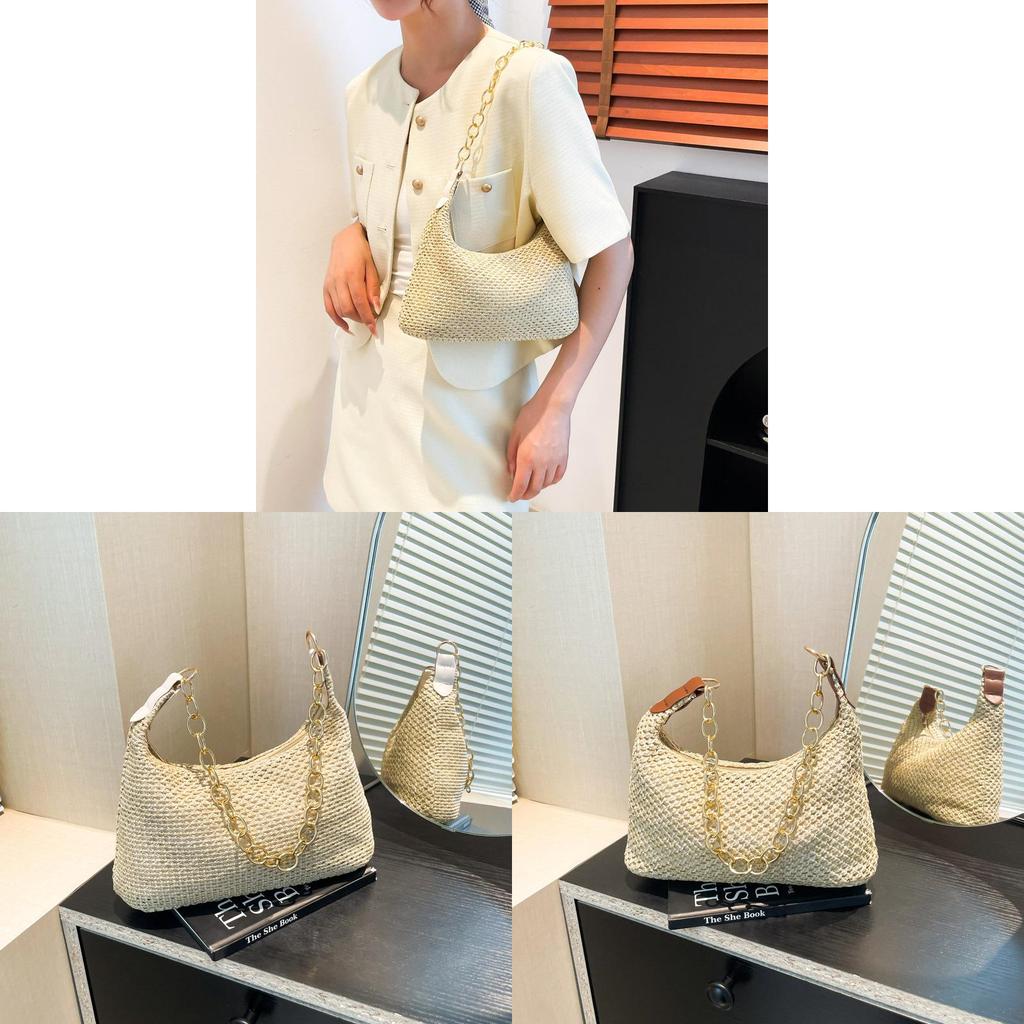 Woven Trendy Small Square Bag With Zipper Closure And Inner Phone Pocket For Daily Use