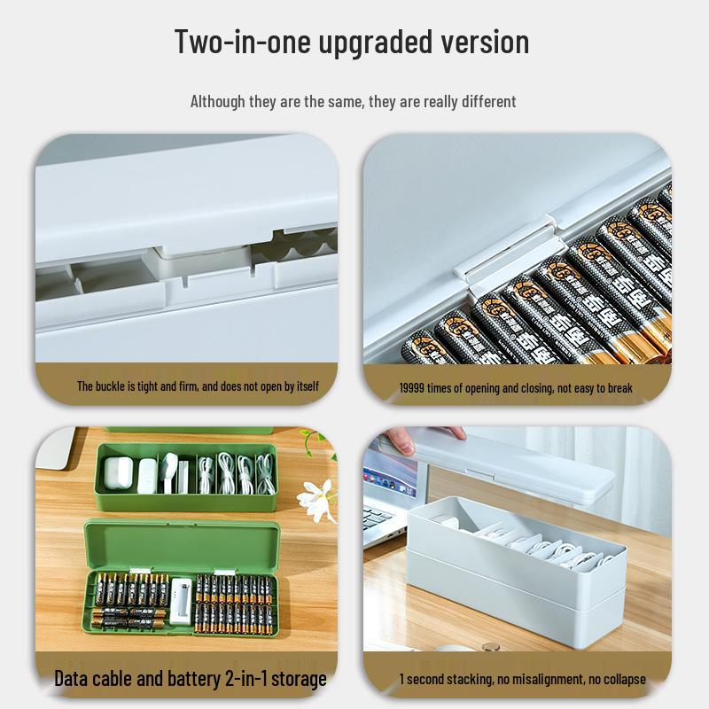 Battery Organizer and Data Cable Transparent Storage Box - Large Capacity, Multi-Layer, Dustproof, Size 5-7 for Electrical Appliances