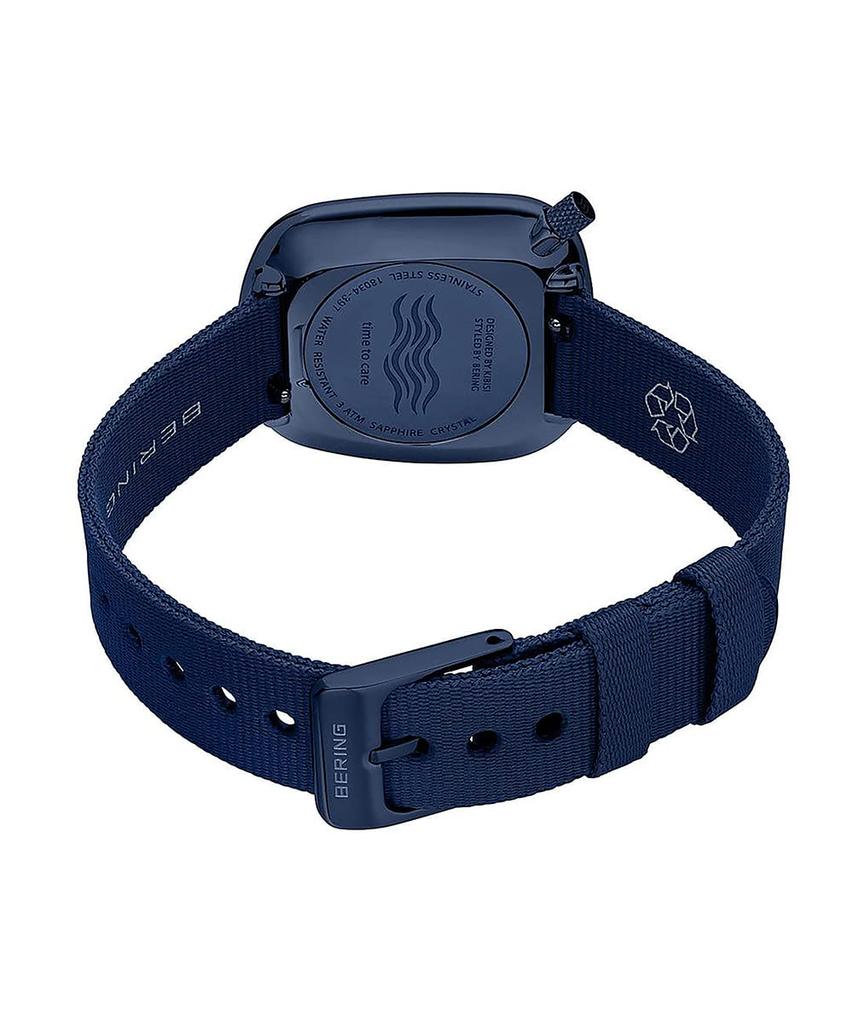 BERING Quartz Watch Pebble Blue Stainless Steel Mesh Strap Genuine Imported Product 3 Year Internal Warranty Sapphire Glass Scratch Resistant Break