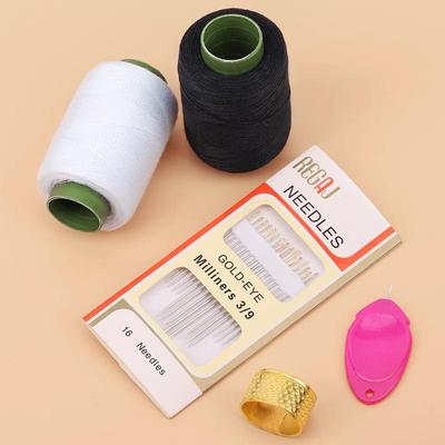 Set di Filo da Cucito e Aghi DIY Bianco e Nero per Rammendo e Artigianato