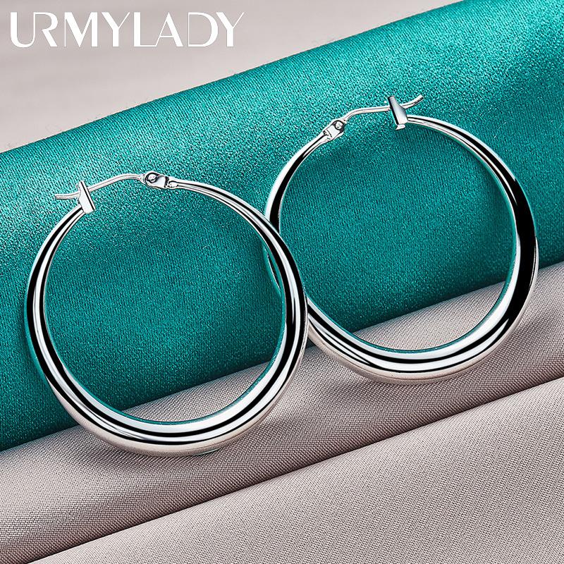 925 Sterling Silver Smooth Moon Earrings For Women Fine Jewelry