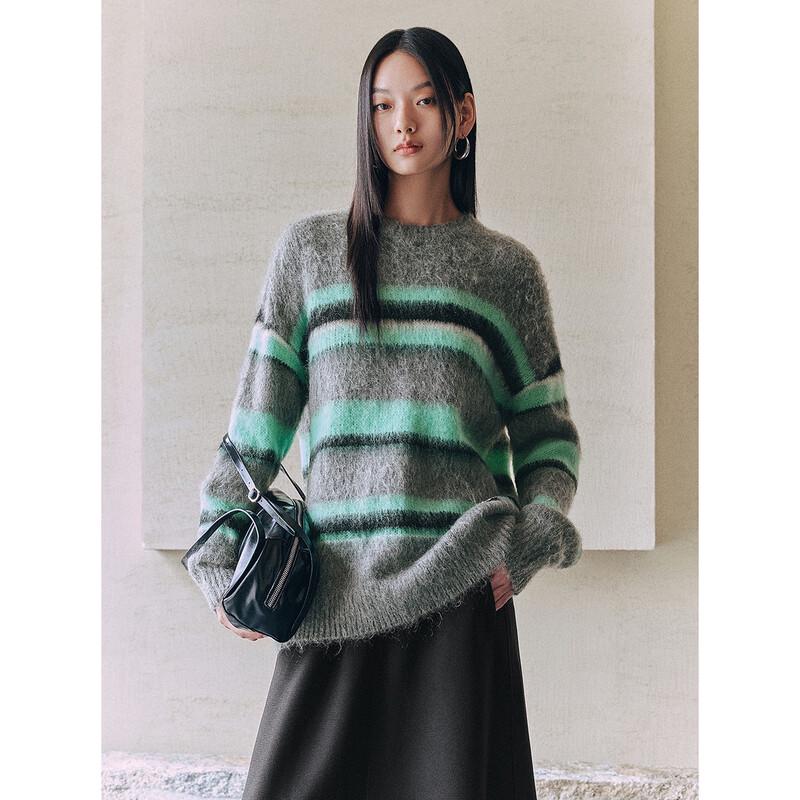 Peacebird Women's Striped Loose-Fit Knit Sweater