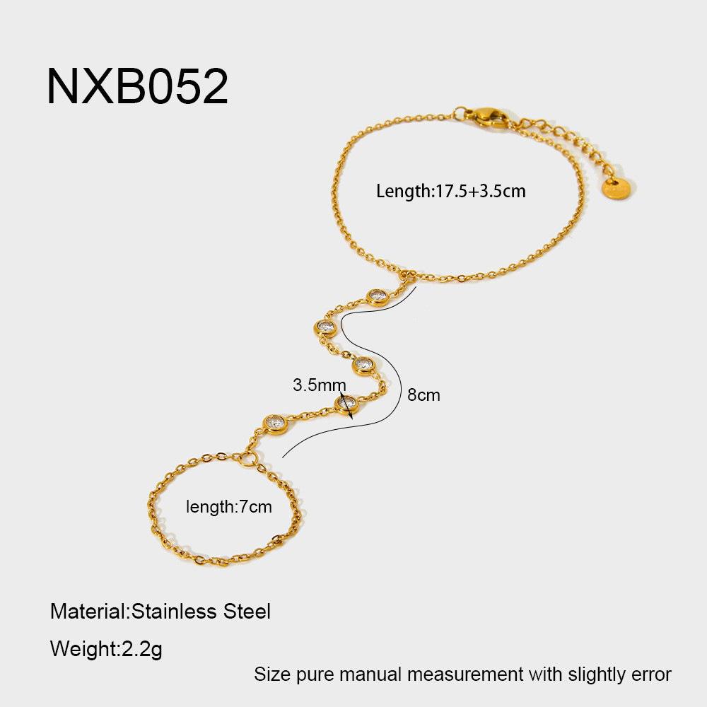 European and American personalized fashion round small zircon plated 18K gold stainless steel bracelet light luxury versatile hand jewelry women