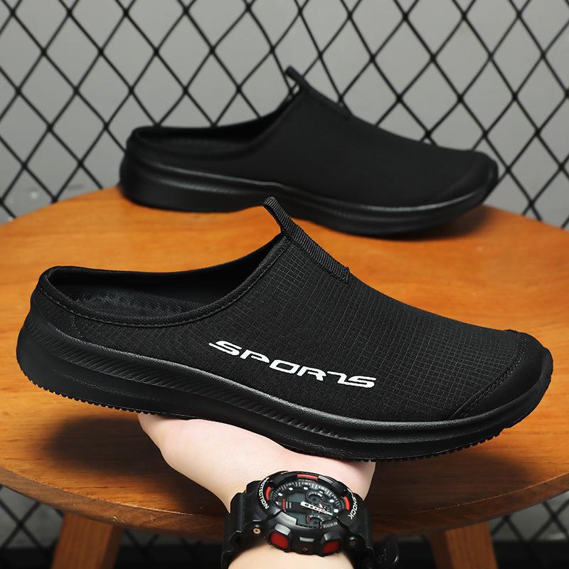 Men's Outdoor Closed-Toe Slip-On Slippers - Plus Size, Soft Sole, Low Cut Casual Shoes
