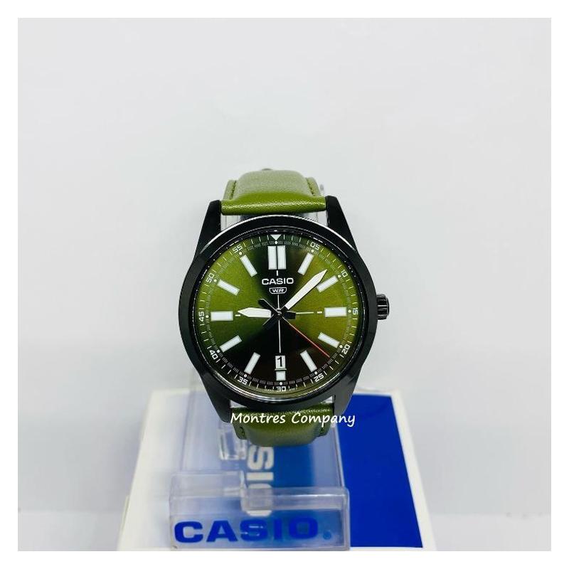 Casio DRESS Men's Pointer Display Watch Series Simple Fashion Classic Casual Date Display Waterproof Quartz Movement Leather Strap MTP-VD02BL-3E
