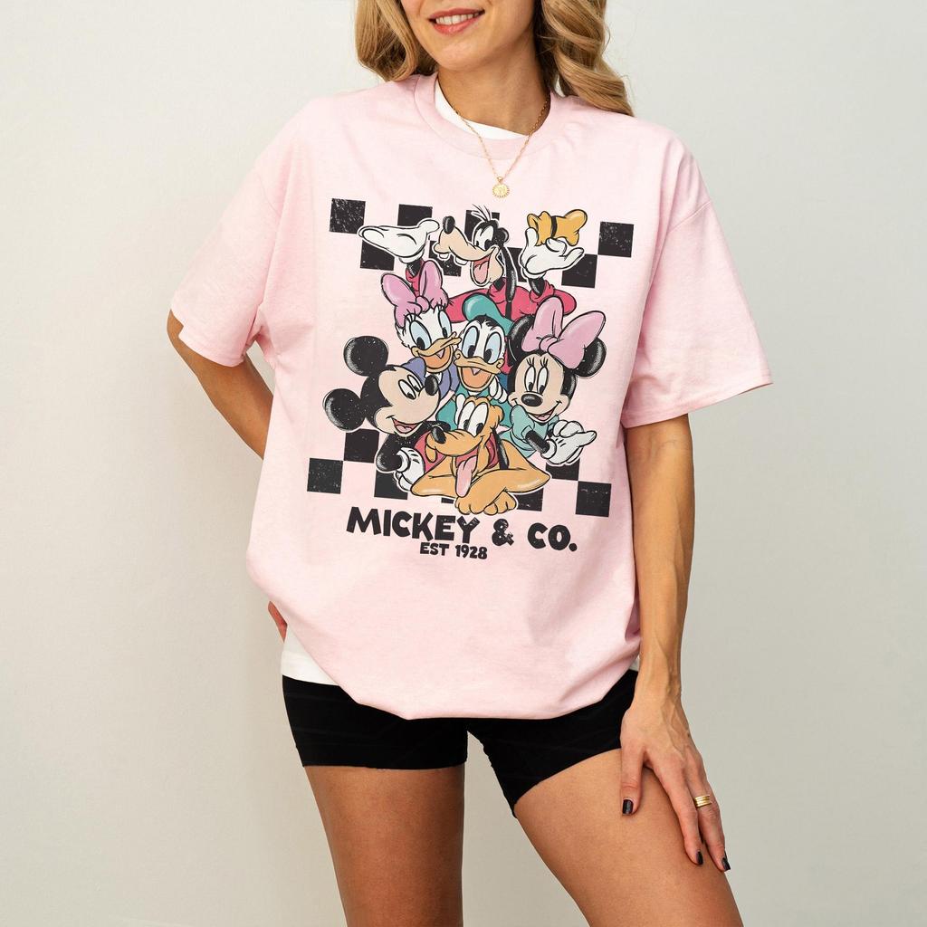 Plus Size Women's Classic Disney Mickey and Friends Shirt, Disneyland Trip Vacation Shirt Pure Cotton Streetwear Oversized