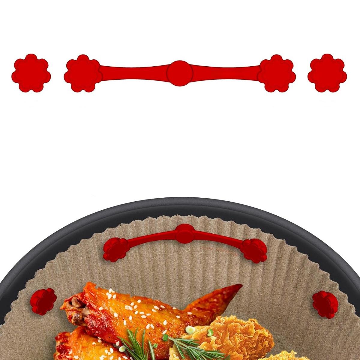

Air Fryer Magnet Silicone Buckle, Air Fryer Magnetic Silicone Clips, Parchment paper used to control the air fryer can be reused