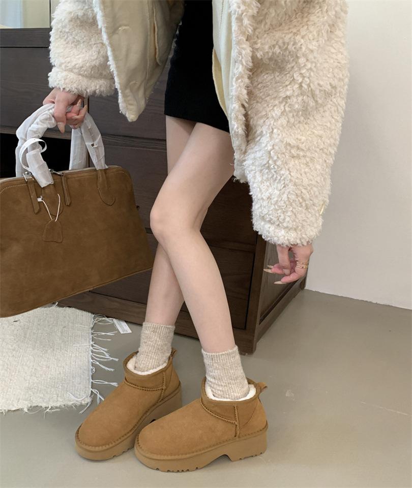 Slippers Women's Outer Wear 2025 New Winter Fur Integrated Thick-soled Bag Head Fluffy Slippers Plush Snow Boots Cotton Shoes