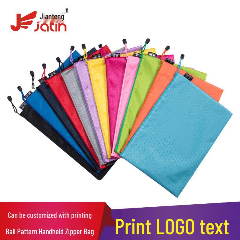 Jianteng Waterproof A4 Football File Bag - Thick Canvas Zipper Document Holder for Students