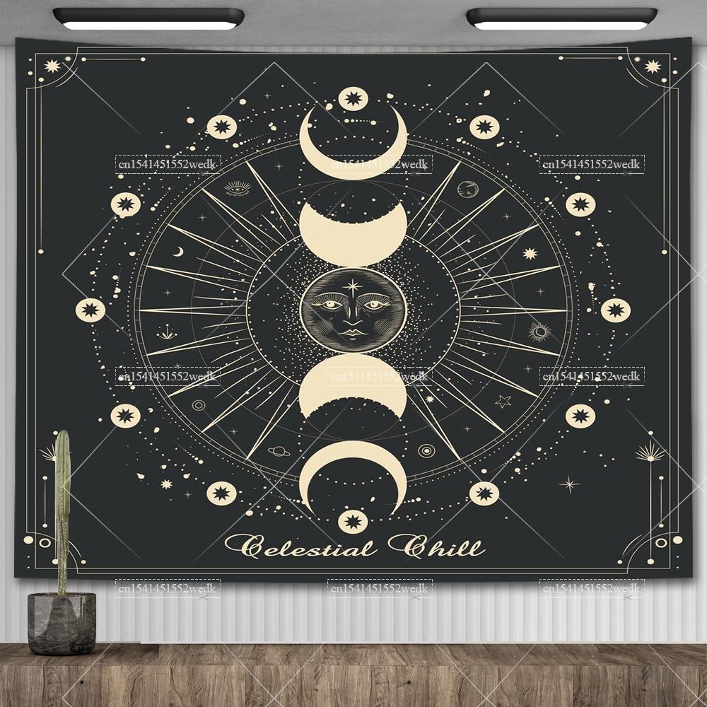 Zodiac Astrology Constellation Tapestry Indie Hippie Sun Moon Tapestry Tarot Astrology Altar Tablecloth Aesthetic Room Decor