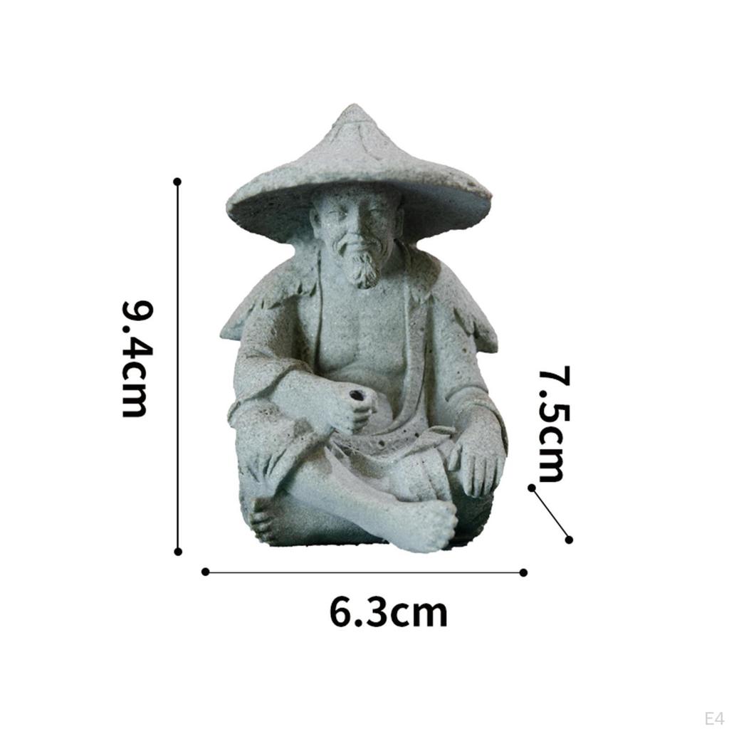 Fish Tank Traditional Fisherman Resin Sculpture Ornament Accessories Durable for Yoga Textured
