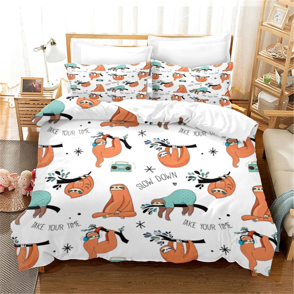 Comfortable Cartoon Koala Pattern Duvet Cover Set With Duvet Cover And Pillowcases King Queen Twin Sizes For Boys Girls And Kids 135X200cm 2pcs