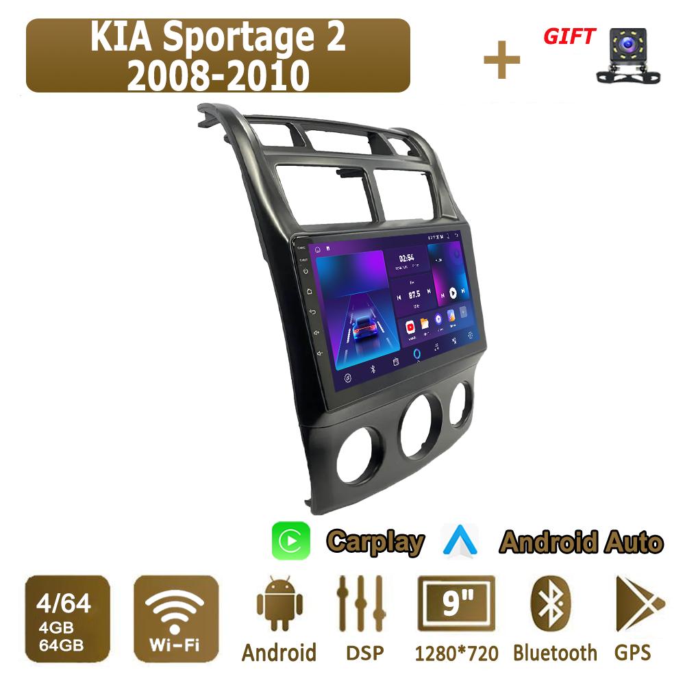 Autorádio Android Carplay pre KIA Sportage 2 2008-2010 Multimediálny prehrávač Hlavná jednotka Stereo GPS Navigácia BT WIFI 4+64GB
