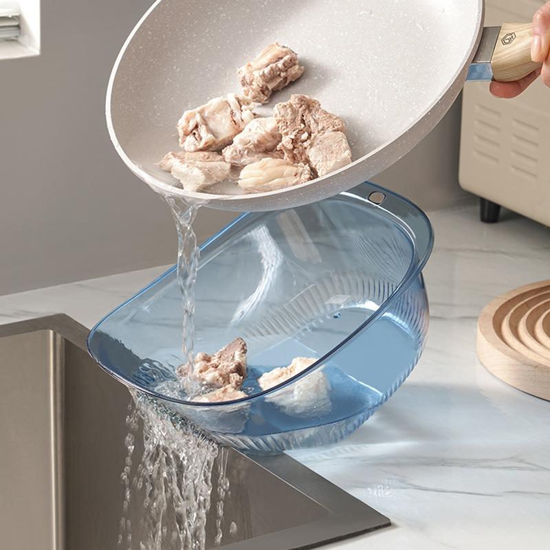 Large Capacity Drain Basket Drain Bowl Household Sink Vegetable Basin Kitchen Rice Washing Colander Fruit Plate