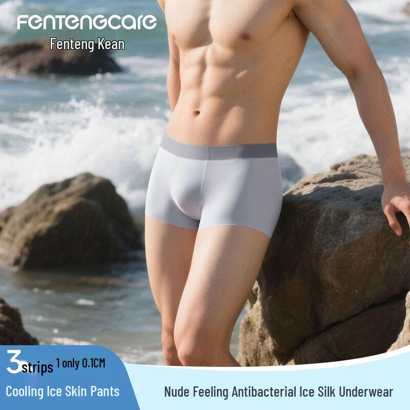 

FENTENGCARE Мужские бесшовные антибактериальные боксеры-брифы из ледяного шелка 2XL