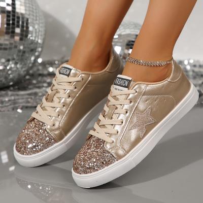 Ayakkabı Kadın Günlük Lüks Düz Ayakkabılar Bling Kadın Spor Ayakkabıları Rahat Tasarımcı Ayakkabılar Moda Çok Yönlü Bağcıklı Yürüyüş Kadın Ayakkabıları