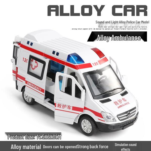 Multifunctional Alloy Police Car and Ambulance Toy with Sound and Light