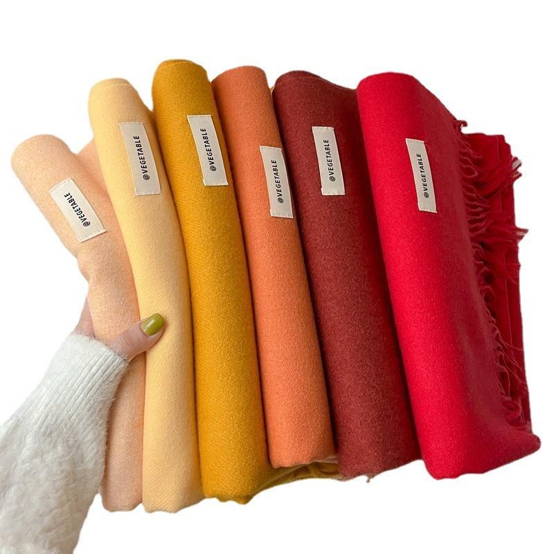 New imitation cashmere scarf women's autumn and winter versatile solid color khaki warm scarf shawl men
