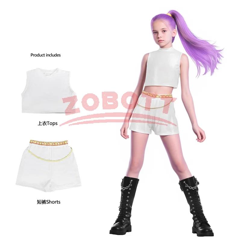Kids K-Pop Demon Hunters Zoey Rumi Mira Costume Fancy Dress Cosplay Virtual Idol Movie Cosplay for Girls' Kids Halloween Carniva