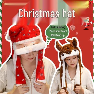 Creative Christmas Plush Toy Hat with Moving Ears - Kids' Holiday Gift