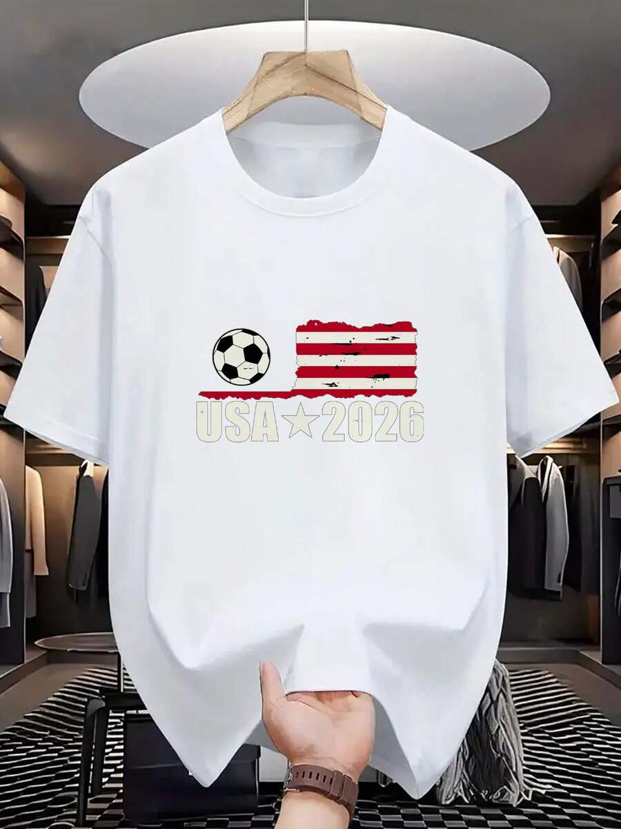 

Unisex s T-Shirt | USA 2026 Football Flag Design Soccer Fans And Events, Casual Style With Crew Neck And Geometric Pattern S