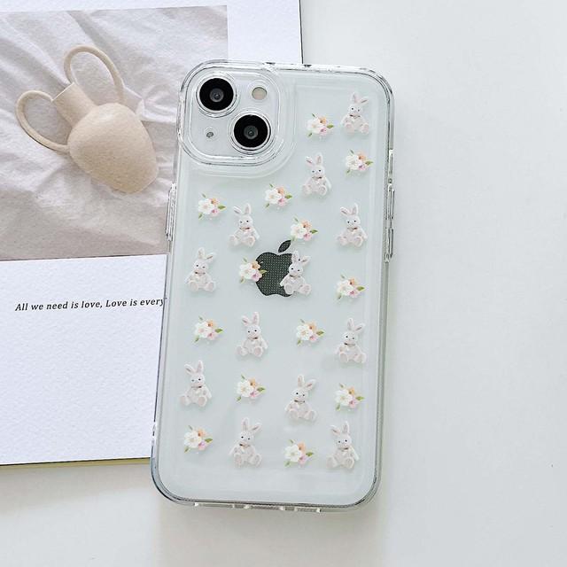 

Симпатичный чехол с рисунком кролика Ins Flower Bunny Art для Iphone 13 14 Pro Max 11 12 Mini Xsmax X Xr 7 8 Plus, 2022, новый чехол для телефона Fundas For iphone 13