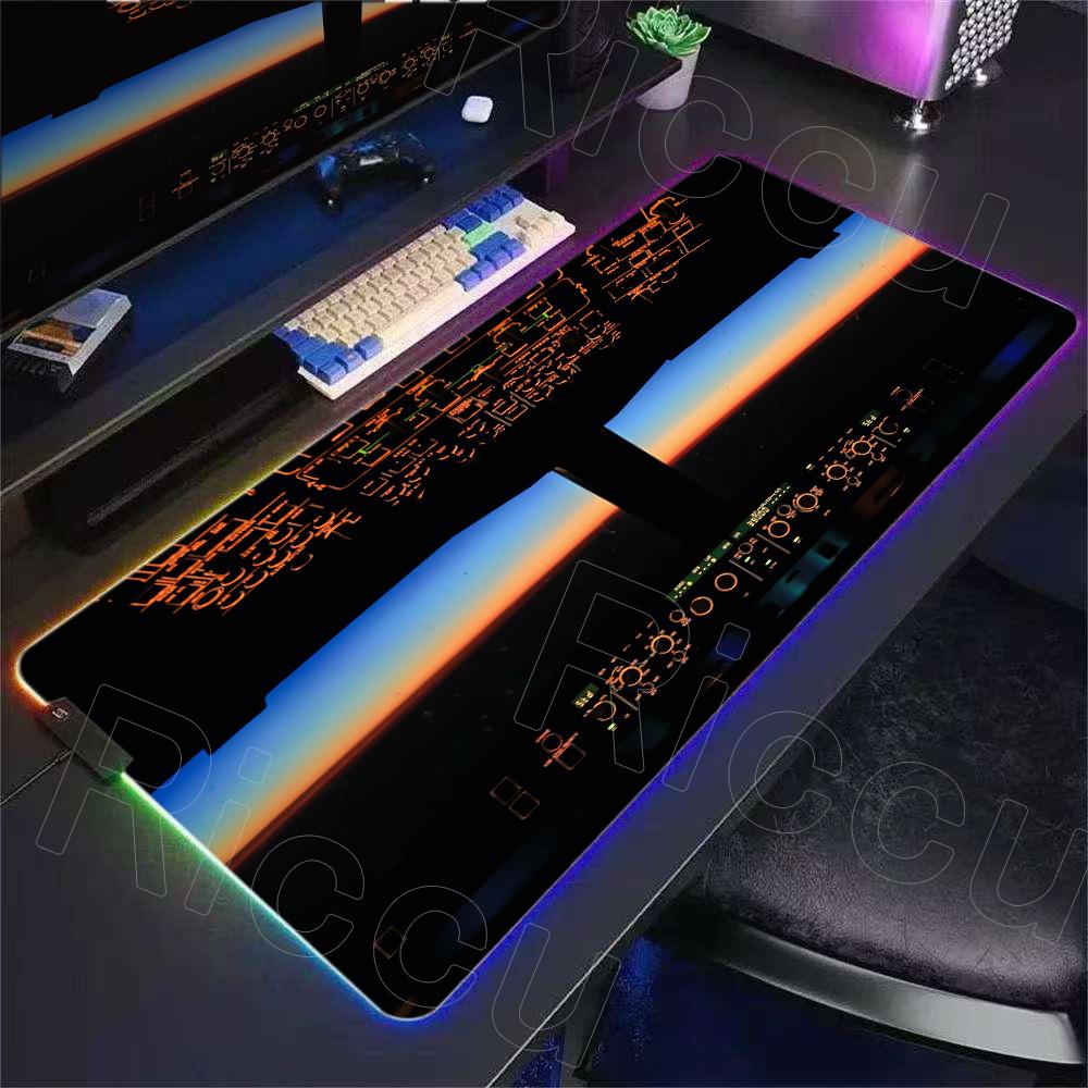 RGB Desk Mat Aviation Theme Mouse Pad Large Rubber Anti-slip Aircraft Dashboard Mousepad Office and Gamr Keyboard Mats Decor Mat