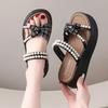 Fashion Wedges Heel Woman Shoes Cheap Liquidation Luxury Summer Comfortable Shoe Asian Size On Offer Vintage Vip Pearl Sandals for Women