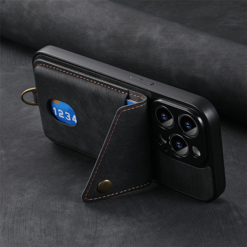 For Google Pixel 9a Case with Card Holder Kickstand Leather Phone Back Cover