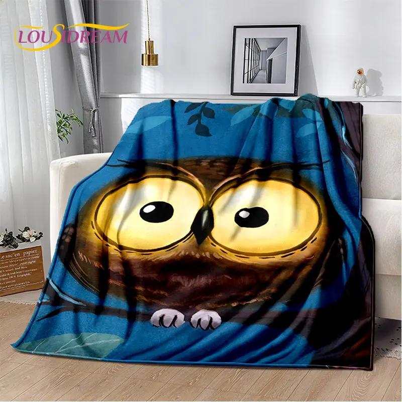 Roztomilá sova 3D kreslená měkká plyšová deka, flanelová deka přehoz do obývacího pokoje ložnice postele pohovky piknikový potah Deka pro děti