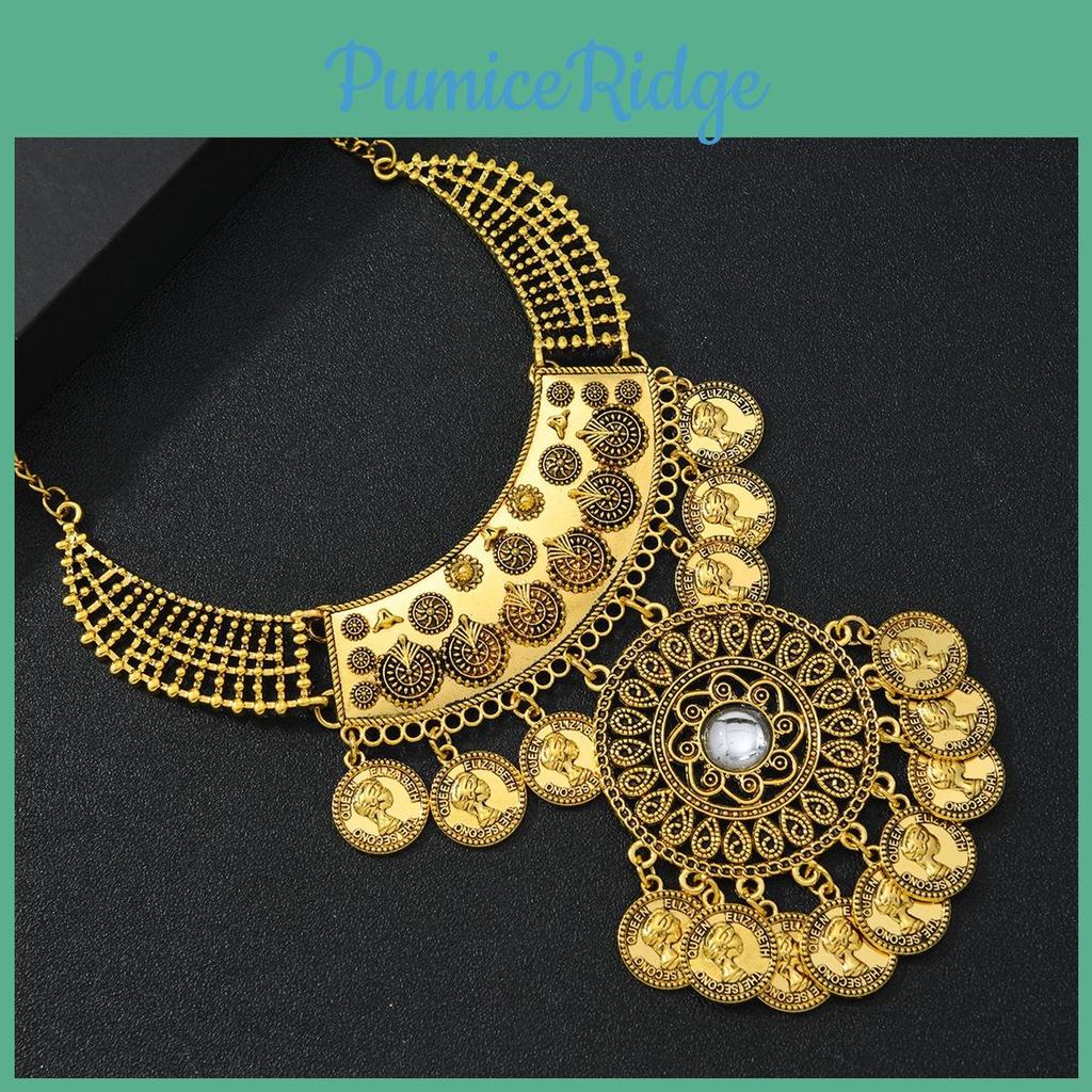 Ethnic Style Coin Pendant Necklace With Tassels For Party Wear Womens Jewelry