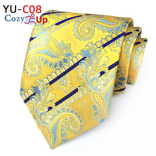3.15" Fashion Striped PaisleyTie Men Flower Necktie for Wedding