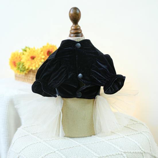 Šaty pro domácí mazlíčky Stylové svatební šaty pro psa s 3D dekorací květin a mašle Síťované sestřihy Šaty pro psí princeznu Potřeby pro domácí mazlíčky