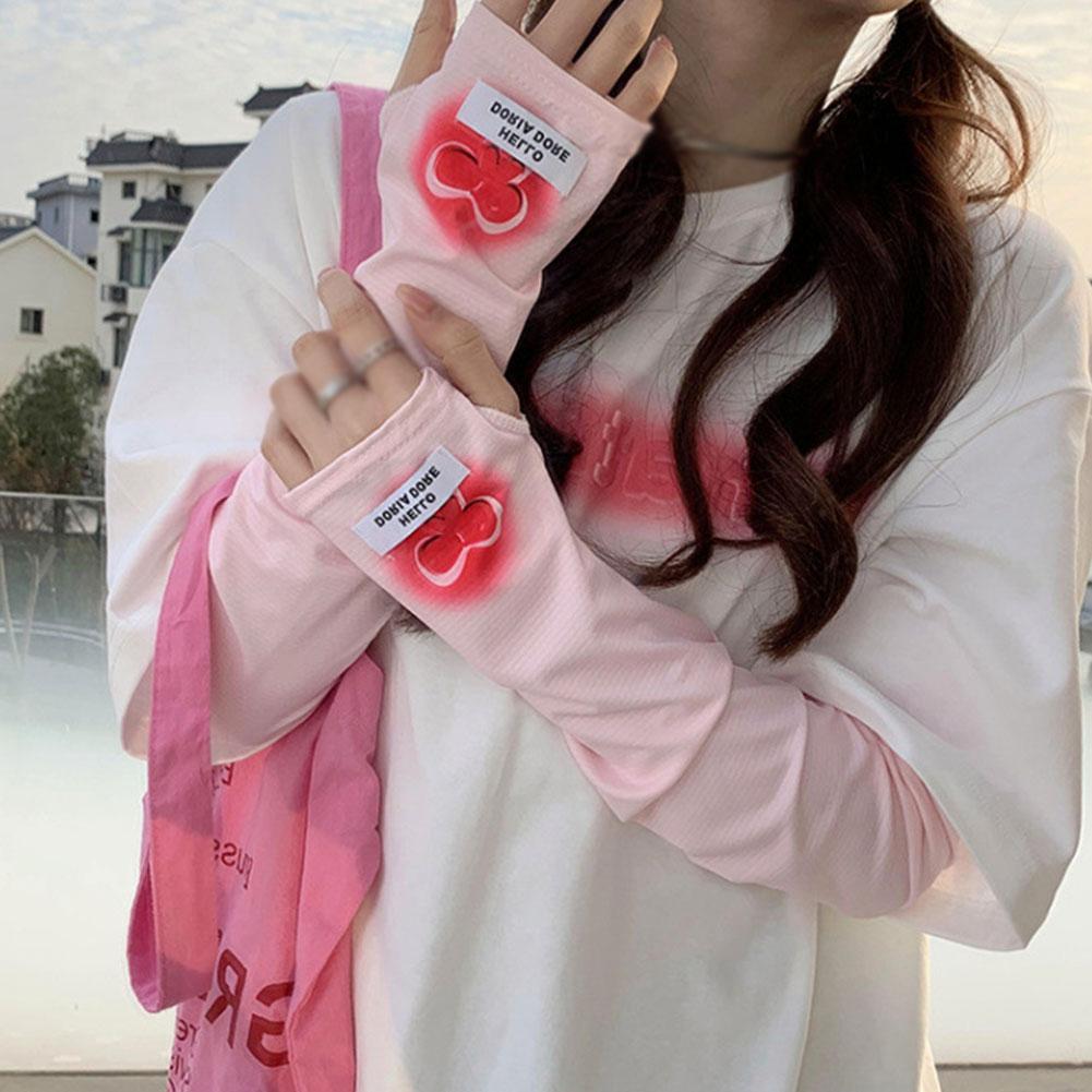 Flower Star Print Summer Sunscreen Sleeves Ice Silk Arm Protection UV Protection Gloves Women's Summer Driving Arm Sleeves