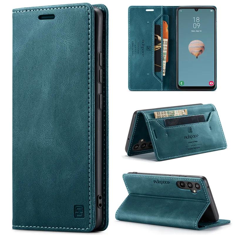 Magnetyczne Skórzane Etui na Telefon Dla Samsung Galaxy S25 Edge S24 S23 S22 S21 Ultra S20 FE S10 Plus Note 20 Klapka Portfel Karta Pokrowiec Torba