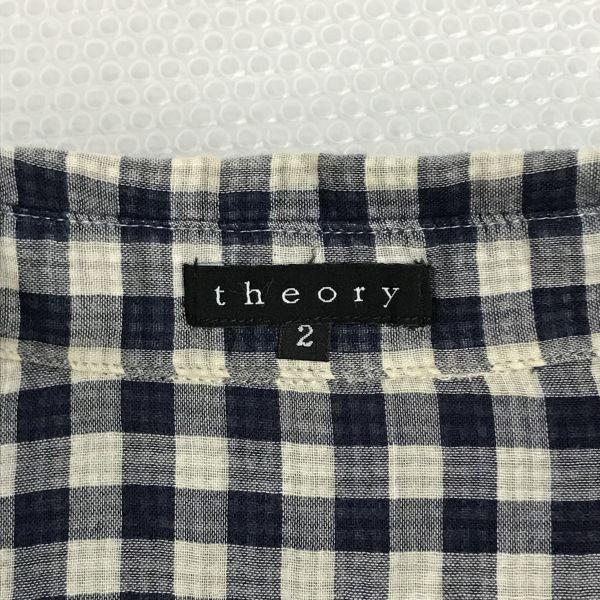 Theory Damska koszula z długim rękawem, lekka, rozmiar M, granatowo-biała krata(UŻYWANY)