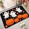 1pc Pack, 2D Flat Doormat, Halloween Pumpkin Themed Floor Mat, Cute Cartoon Illustration Style, Spooky Holiday Vocabulary, Soft Texture, Suitable for