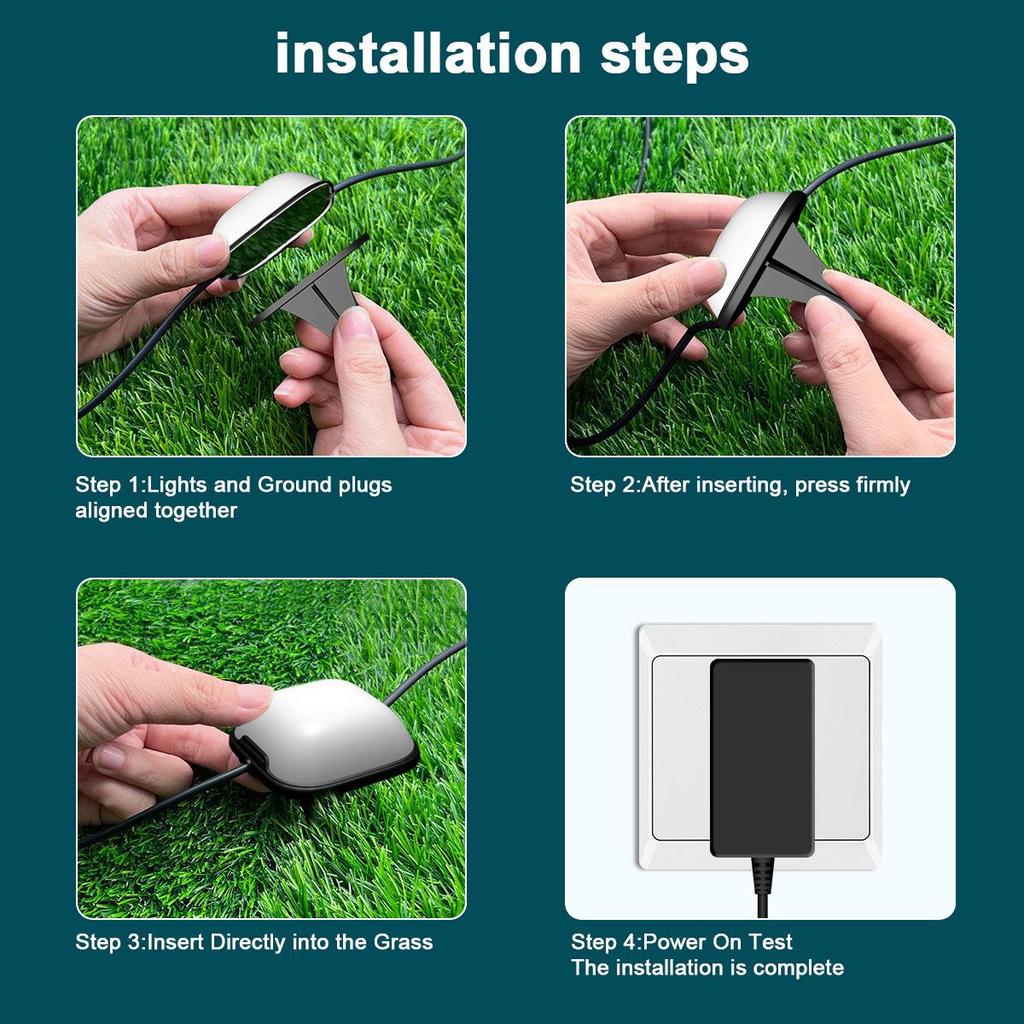 WiFi Smart LED Color-Changing Lawn and Music Light String with In-Ground Plug