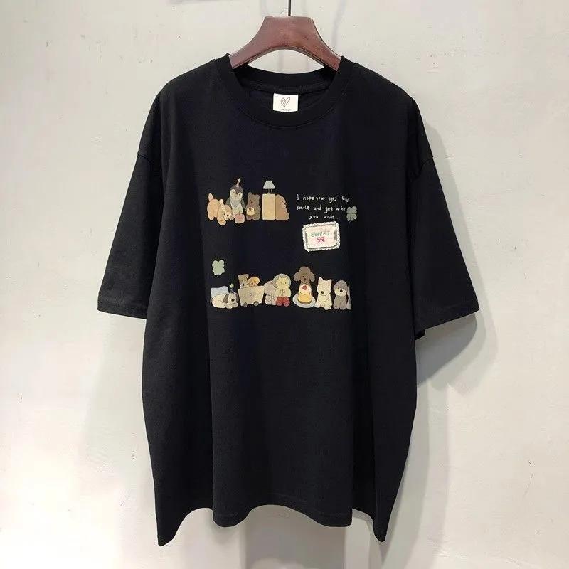 Korean Style Cute Animal Print Women's Pure Cotton Short-sleeved T-shirt Top