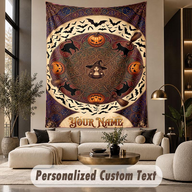 Halloween (14) Theme Custom Tapestry Personalized Custom Name Text Wall Hanging Tapestry Home Decor Background Cloth