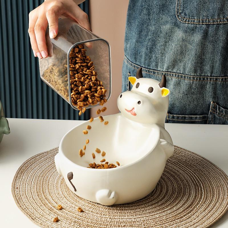 Ceramic Fun Creative Cat Bowl Pet Bowl Anti-knock Large Bowl Diameter High-footed Dog Into Kitten Food Basin Water Bowl Pot