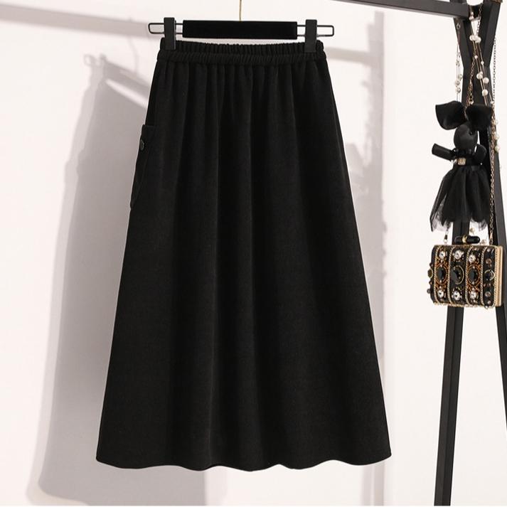 Dimanaf 2025 Autumn Plus Size Long Women Skirts Elastic Waist Oversize Elegant High Waist Skirts A-Line