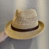 Fedora Estivo da Uomo Stile Coreano Trendy con Testa Larga: Cappello Jazz in Paglia Traspirante Casual per Mezza Età.