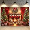 Weihnachtsbaum Kamin Fotografie Hintergrund Vinyl Kulissen für Kinder Baby Familie Party Fotoshooting Fotostudio